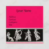 ANTIQUE FASHION BOUTIQUE Schwarz - Heiß rosa Monog Quadratische Visitenkarte (Vorderseite)