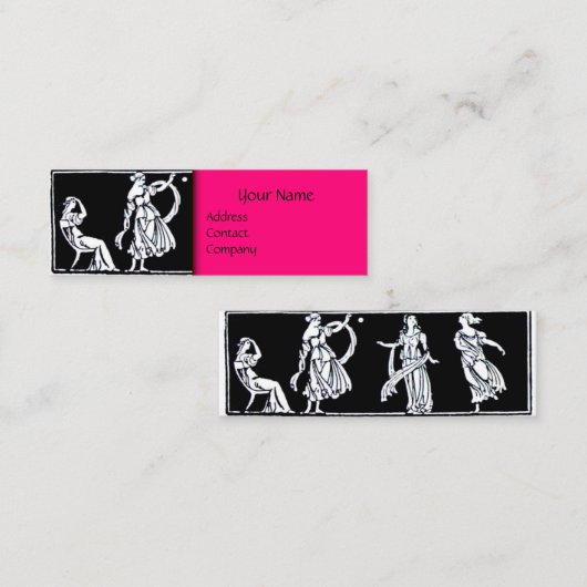 ANTIQUE FASHION BOUTIQUE Schwarz-weißes Hot Pink Mini Visitenkarte (Vorne/Hinten)