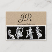 ANTIQUE FASHION MONOGRAMM Schwarz-weiße Kraft Papi Visitenkarte (Rückseite)