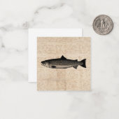 Antique Fishing Art Trout Fish Illustration Script Mitteilungskarte (Vorderseite/Rückseite Beispiel)