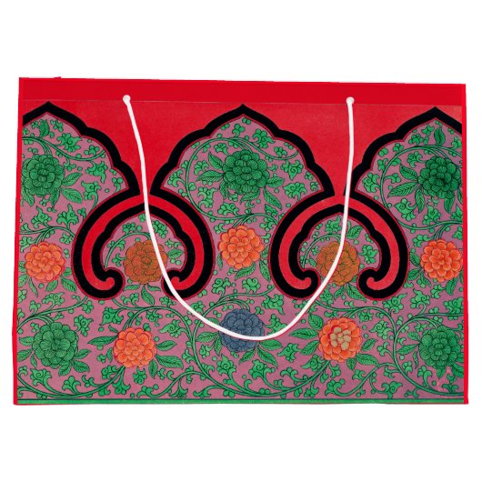 ANTIQUE FLORAL CHINESE PATTER IN RED GIFT BAG GROßE GESCHENKTÜTE (Rückseite)