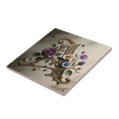 Antique Floral Gold Letter A Monogram Fliese (Seite)