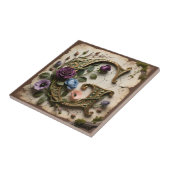 Antique Floral Gold Letter G Monogram Fliese (Seite)