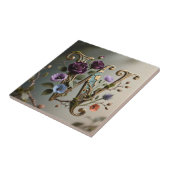 Antique Floral Gold Letter W Monogram Fliese (Seite)