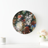 ANTIQUE FLORAL, ROTE ANEMONEN WEISSE BLUME GROßE WANDUHR (Zuhause)