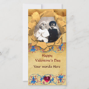 ANTIQUE FLORAL UND HERZVALENTINE TAGESPARKMENT FEIERTAGSKARTE