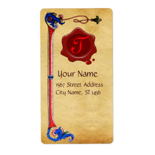 ANTIQUE FLORENTINE PARCHMENT ROTE WAX SIEGEL MONOG