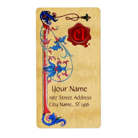 ANTIQUE FLORENTINE PARCHMENT ROTE WAX SIEGEL MONOG (Vorne)