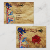 ANTIQUE FLORENTINE PARCHMENT ROTE WAX SIEGEL MONOG VISITENKARTE (Vorne/Hinten)