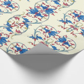 ANTIQUE FLORENTINE RED BLUE BLUE FLORAL HERZMOTIFS GESCHENKPAPIER (Ecke)
