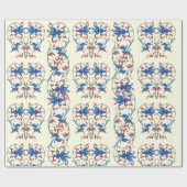 ANTIQUE FLORENTINE RED BLUE BLUE FLORAL HERZMOTIFS GESCHENKPAPIER (Flach)