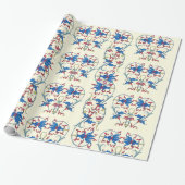 ANTIQUE FLORENTINE RED BLUE BLUE FLORAL HERZMOTIFS GESCHENKPAPIER (Ungerollt)