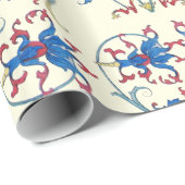 ANTIQUE FLORENTINE RED BLUE BLUE FLORAL HERZMOTIFS GESCHENKPAPIER (Rolleneckpunkt)