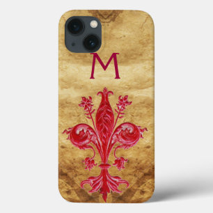 ANTIQUE FLORENTINE RED LILY LILIE PARCHMENT Case-Mate iPhone HÜLLE