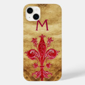 ANTIQUE FLORENTINE RED LILY LILIE PARCHMENT Case-Mate iPhone HÜLLE (Rückseite)
