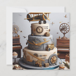 ANTIQUE FLUGZEUG THEMED GEBURTSTAGSKAKE EINLADUNG