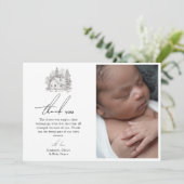 Antique Forest Animals Baby Dusche Dankeskarte (Stehend Vorderseite)