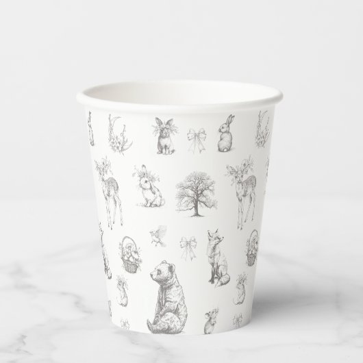 Antique Forest Animals Baby Dusche Pappbecher (Vorderseite)