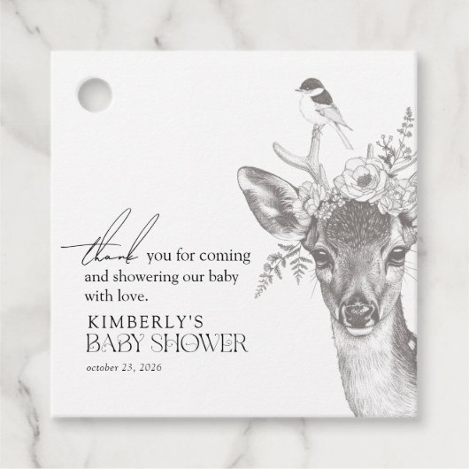 Antique Forest Animals Kinderdusche Vielen Dank Geschenkanhänger (Vorderseite)