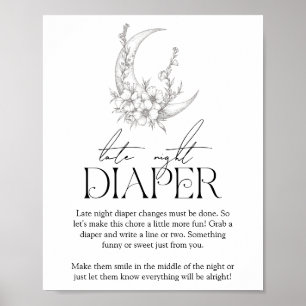 Antique Forest Baby Dusche 'Late Night Diaper' Poster
