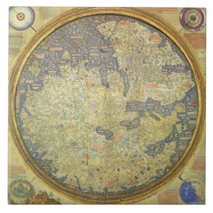 Antique Fra Mauro Karte Asien Afrika Europa Fliese