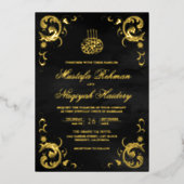 Antique Frame Black Islamic Wedding Gold Folieneinladung (Vorderseite)