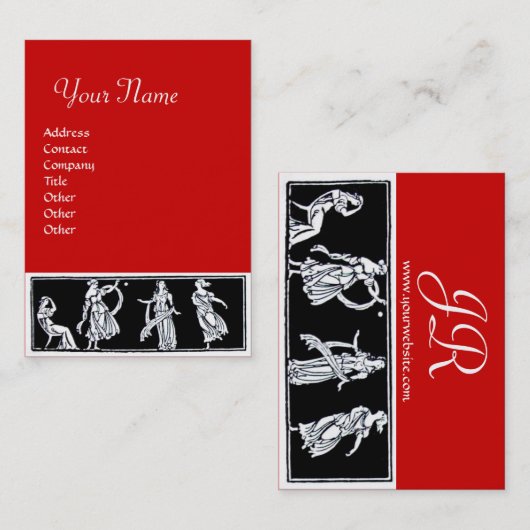 ANTIQUE FRAU FASHION MONOGRAM Schwarz-weiß Visitenkarte (Vorne/Hinten)