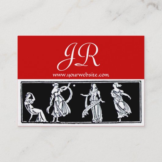 ANTIQUE FRAU FASHION MONOGRAM Schwarz-weiß Visitenkarte (Rückseite)