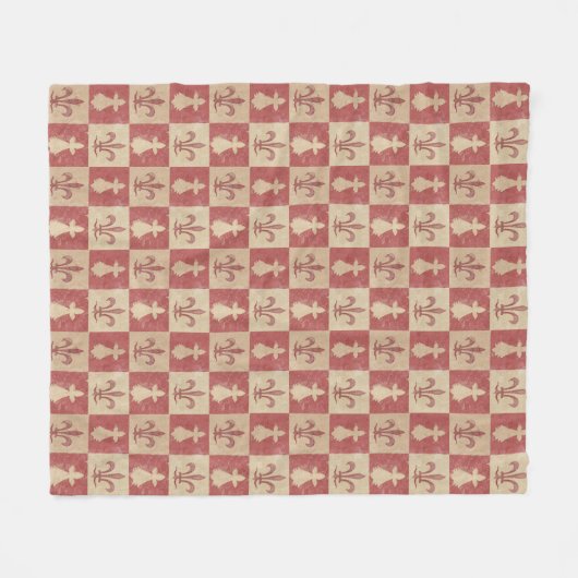 Antique French Mediaeval Fleur de Lis Pattern Fleecedecke (Vorderseite (Horizontal))