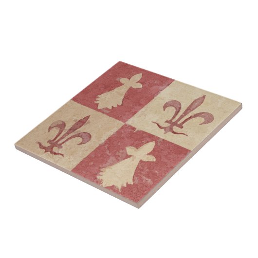 Antique French Mediaeval Fleur de Lis Pattern Fliese (Seite)