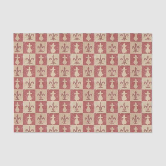 Antique French Mediaeval Fleur de Lis Pattern Seidenpapier (Vorderseite)