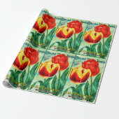 Antique Garden Advertisement, Yellow Red Tulips Geschenkpapier (Ungerollt)