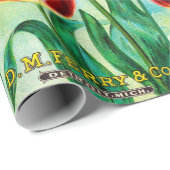 Antique Garden Advertisement, Yellow Red Tulips Geschenkpapier (Rolleneckpunkt)