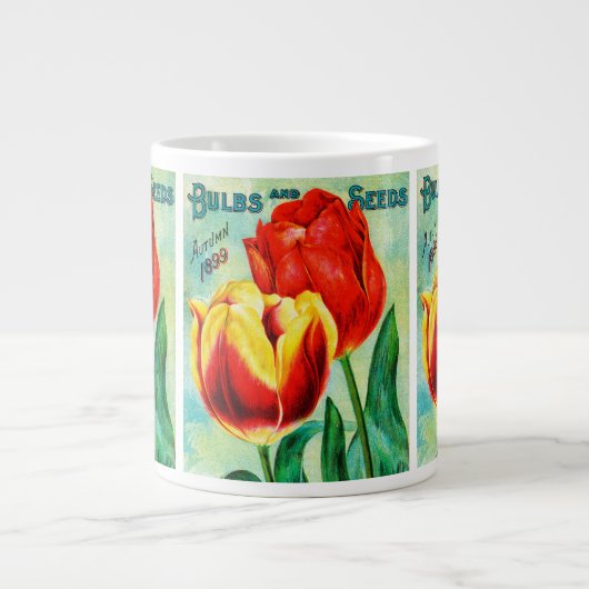 Antique Garden Advertising, Gelbe Rote Tulpen Jumbo-Tasse (Vorderseite)