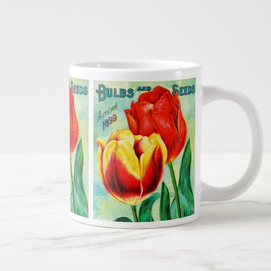 Antique Garden Advertising, Gelbe Rote Tulpen Jumbo-Tasse (Rechts)