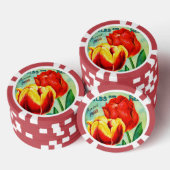 Antique Garden Advertising, Gelbe Rote Tulpen Pokerchips (Stapel)