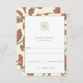 Antique Garden Foliage Wedding RSVP Karte (Vorne/Hinten)