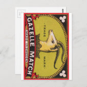 Antique Gazelle Swedish Matchbox Label Postkarte (Vorne/Hinten)