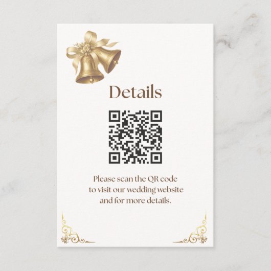 Antique Gold Bells Wedding Enclosure card Begleitkarte (Vorderseite)