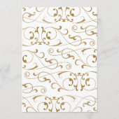 Antique Gold Blüh Wedding Dinner Menü Menükarte (Rückseite)