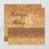 Antique Gold Damask Einladung E401 (Vorne/Hinten)