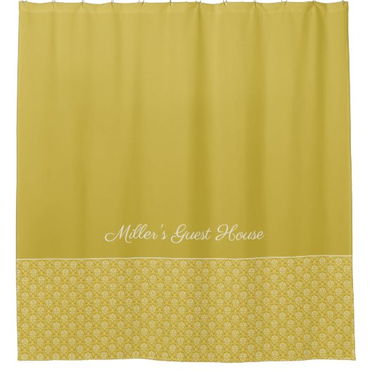 Antique Gold Damask Muster Bath Duschvorhang (Vorderseite)