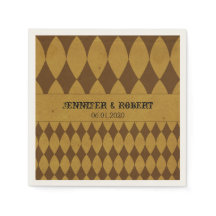 Antique Gold Diamond Harlequin Wedding Napkin
