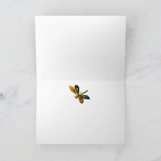 ANTIQUE GOLD DRAGONFLY JEWEL MIT GEMSTONEN KARTE (Innenseite)