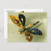 ANTIQUE GOLD DRAGONFLY JEWEL MIT GEMSTONES POSTCA POSTKARTE (Vorne/Hinten)