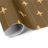 Antique Gold Fleur-de-Lis Dunkelgrün Geschenkpapier (Rolleneckpunkt)