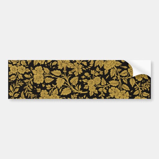 Antique Gold Floral Indian Lac-work Black Pattern Autoaufkleber (Vorne)