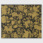 Antique Gold Floral Indian Lac-work Black Pattern Geschenkpapier (Flach)