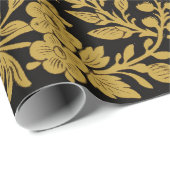 Antique Gold Floral Indian Lac-work Black Pattern Geschenkpapier (Rolleneckpunkt)