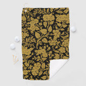 Antique Gold Floral Indian Lac-work Black Pattern Golfhandtuch (Insitu)